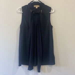 MICHAEL KORS Printed Sleeveless V-Neck Top with Neck Tie